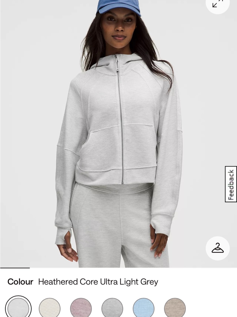 lululemon Oversized Scuba Cropped Zip Hoodie (Heathered Ultra Light Grey)